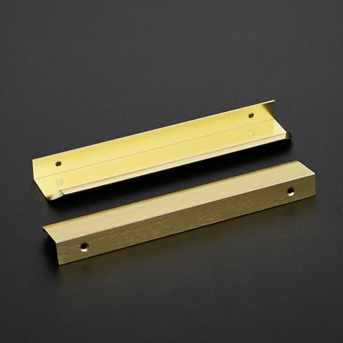 Ravinte Hardware Gold Cabinet Handles Finger Edge Pulls 7.8 Inch CC 10 Pack - color: Gold, size: 200mm/7.8" Overall Length
