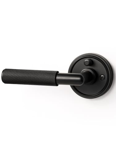 Knurled Door Lever Black Privacy Door Handle, 1 Pack - color: Black