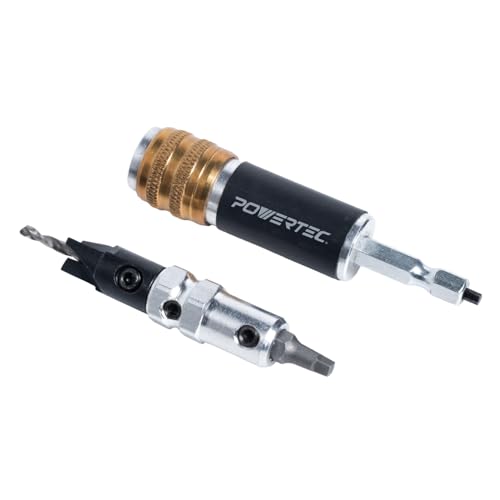POWERTEC Dual Side Drill and Driver Bit with 1/4" Hex Shank Adapter, for Drilling Pilot Holes & Counterbores, and Fastening #2 Square-Drive Screws, 1 PK (72293) - style: Dual Side Drill & Driver Bit (1/4" Hex Shank)