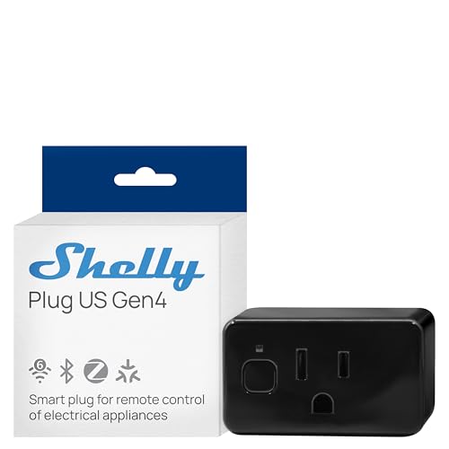 Shelly Smart Plug UL, WiFi, Bluetooth, Zigbee, Matter Outlet with Power Metering, Works with HomeKit, Google Home, Alexa, Home Assistant, Smart Socket, Easy Setup, Remote Control, Plug US Gen4 Black - color: Black