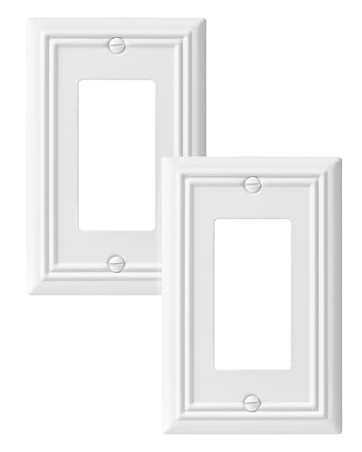 DEWENWILS Decorator Outlet Covers, White Metal Light Switch Cover Plates - color: White, size: 1 Decorator 2PK