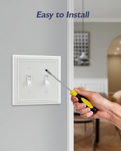 Switch Plates Outlet Covers, 2-Pack Metal Wall Plates, Off White - color: Off White, size: 2 Toggle 2PK