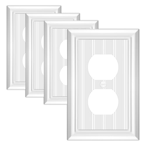 White Natural Material Duplex Receptacle Cover, Outlet Covers (4-Pack) - size: Single Duplex