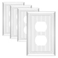White Natural Material Duplex Receptacle Cover, Outlet Covers (4-Pack) - size: Single Duplex