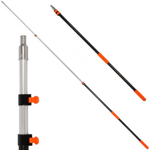4.5–12 FT Telescoping Extension Pole, Lightweight Aluminum Extendable Pole for Painting, Dusting, Window Cleaning, Sturdy Paint Roller Pole with Foam Grip - size: 12 FT Orange