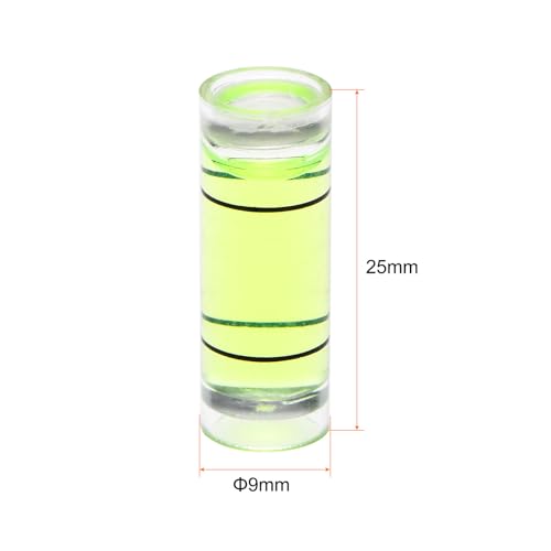 HARFINGTON 4pcs Cylindrical Bubble Level 9x25mm Mini Bullseye Spirit Levels for Leveling Camera Tripod Telescope Workshop Turntable Pictures Frame, Green - size: 9x25mm