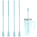 Silicone Straw Cleaner Brush, 4Pcs Reusable Straw Brush Set with Extra-Long Design for Cleaning Thin Metal Straws and Wider Milkshake Straws （6mm+9mm Blue) - color: Blue