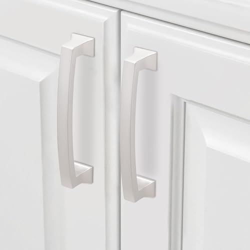 COTYKILEY 10 Pack 4 Inch(102mm) Brushed Satin Nickel Cabinet Handles Kitchen Cabinet Pulls Cabinet Door Handles Kitchen Cabinet Hardware - color: Brushed Satin Nickel, size: 4" Hole Center（102MM）