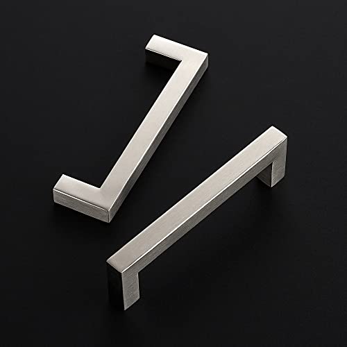 Ravinte Brushed Nickel Square Cabinet Handles & Pulls 4-1/2 Inch 10 Pack - size: 5 in (4-1/2 in Hole Center)