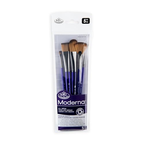 Royal & Langnickel Moderna, 5pc Oval Wash & Blender Brush Set for All Painting Mediums, Includes - Oval Wash, Blender, Fan & Liner Brushes Purple - style: Oval Wash Variety