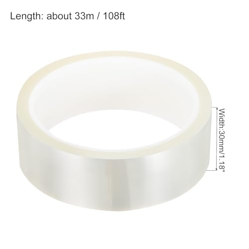 uxcell Clear Heat Tape, 1 Roll 30mmx33m 108ft High Temperature Heat Resistant Tape for Sublimation,Heat Vinyl Press,Heat Transfer, Circuit Board, No Residue - color: Clear, size: 30mmx33m