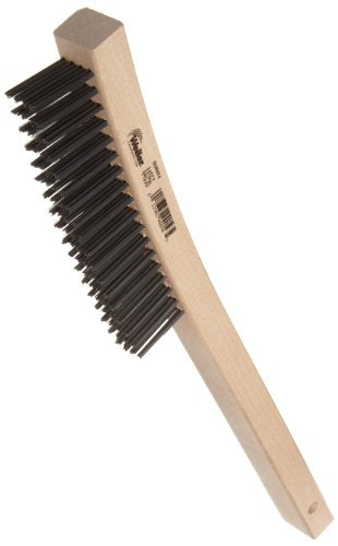Weiler 44056 Hand Wire Scratch Brush, .012 Carbon Steel Fill, Curved Handle, 4 x 18 Rows - size: 14" x 1-1/8", style: Pack of 1