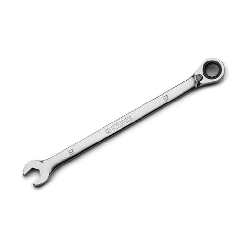 Capri Tools 9 mm 120-Tooth Ultra-Smooth Reversible Ratcheting Combination Wrench, XL Long Series, Metric, 12-Point - size: 9 mm