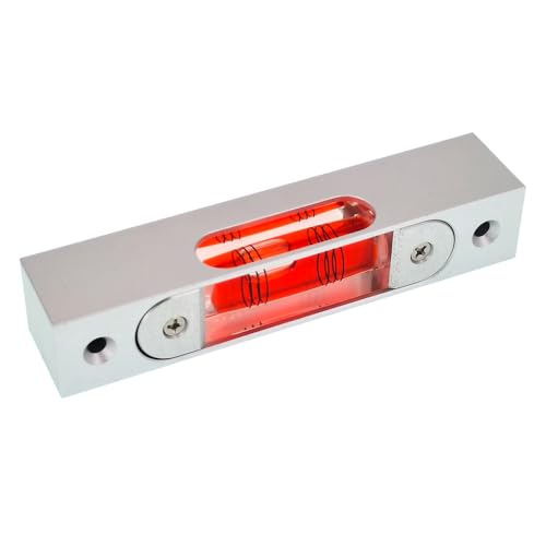 UMEI Rectangular Adjustable Level Instrument with Holes, Aluminum Alloy Metal Adjustable Liquid Level Level Bubble, Luminous demagnetization, Length 120mm, Hole spacing 100mm (red)
