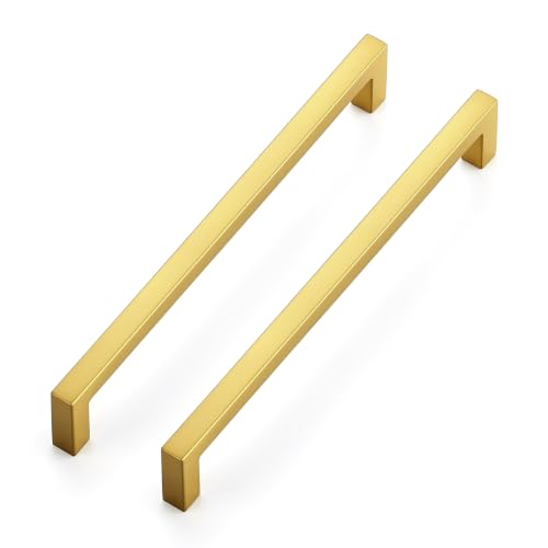 Ravinte Gold Cabinet Handles Solid Cabinet Pulls, 6-1/4 Inch CC, 10 Pack - color: Gold, size: Flat Black 6-1/4'' Hole Center