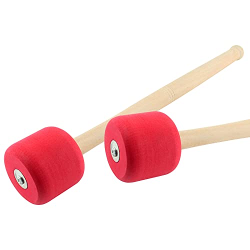 Jiozermi 2 Pcs Drum Mallet, Red, 12.8 Inches for Drums Snare Drums - color: Red