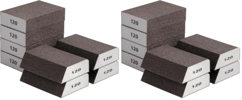 Bates- Sanding Sponge, 8 pcs, 120 Grit, Washable and Reusable, Sandpaper Block, Sanding Blocks for Wood, Sanding Pad, Drywall Sanding Block, Drywall Sanding Sponge (Pack of 2) - size: 16 Pack, 120 Grit