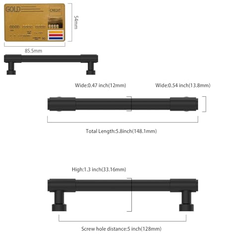 Amerdeco 10 Pack Matte Black Cabinet Pulls 5 Inch(128mm) Hole Center Drawer Pulls Cabinet Hardware Kitchen Cabinet Handles for Bathroom ZH0075 - color: Matte Black, size: 5"/128MM Hole Center