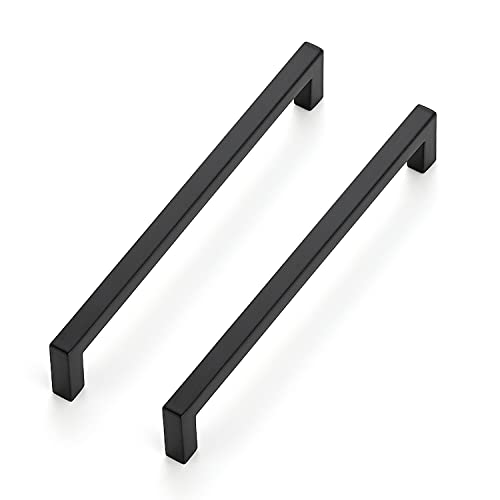 Ravinte Matte Black Cabinet Handles Solid Cabinet Pulls 6-1/4 Inch 5 Pack | Zinc Alloy, Slim Square Bar Grip, Smooth Drawer Pull Feel, Kitchen Cabinet Update, For Cupboards, Dressers, Drawers, Hardware - color: Black, size: Flat Black 6-1/4'' Hole Center