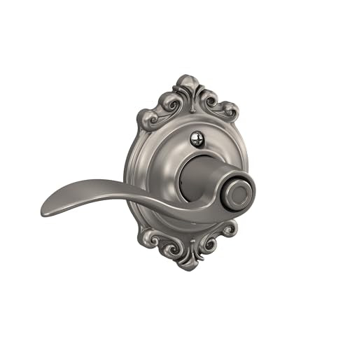 SCHLAGE Accent Lever with Brookshire Trim Bed and Bath Lock in Satin Nickel - color: Satin Nickel, size: Brookshire