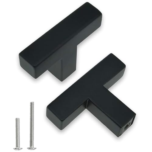 Cabinet Pulls Single Hole Cabinet Knobs, 10 Pack Square Matte Black T Bar Cabinet Handles Drawer Cabinet Knobs Cupboard Hardware Cabinet Handles, Stainless Steel Single Hole - size: Single Hole (0 inch Centers/0mm)