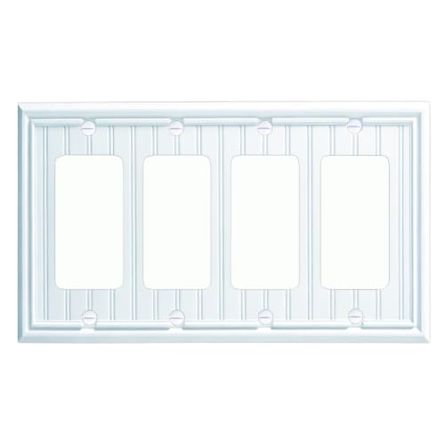 White Natural Material Quad Decorator Outlet Cover Wall Plate(1-Pack） - size: Quad Decorator