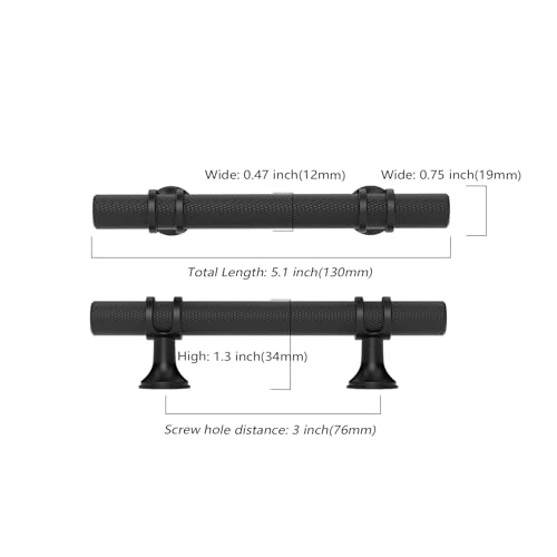 Asidrama 10 Pack 3 Inch(76mm) Knurled Matte Black Kitchen Cabinet Handles, Cabinet Pulls Kitchen Cabinet Hardware Cupboard Handles Drawer Pulls - color: Matte Black, size: 3" Hole Center, style: 10 Pack