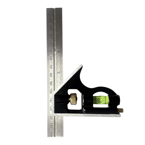 Combination Square, 6-Inch Precision Combo Square with Stainless Steel Ruler, Zinc Alloy Body & Bubble Level – Multi-Function Measuring Tool for Woodworking, Carpentry, and DIY Projects