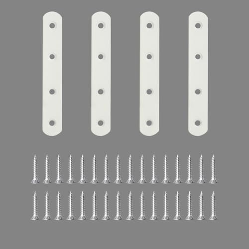 Alise Flat Bracket ,5 Inch White Mending Plate Flat Brace for Wood Shelves - color: White, size: 5 Inch