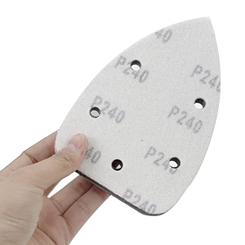 Coceca 50pcs Mouse Detail Sander Sandpaper Sanding Sheets 35pcs 120Grits & 15pcs 240Grits for Sanding Polishing - style: 50pcs: 35pcs 120grit+15pcs 240grit