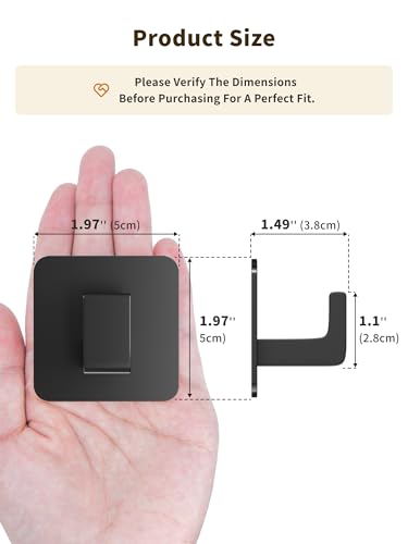 GWAAZXGZ Square Self Adhesive Towel Hooks - 2 Pack Matte Black Metal Hooks - color: Black, size: 2 Pack