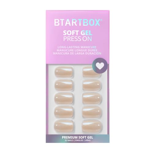BTArtbox Press On Nails, Cream Soda, Short Square, Brown Chrome, 32Ct - color: A1-Cream Soda