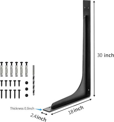 30"x 18"Shelf Brackets,L Shelf Brackets, die-cast Formation, Vertical Angle, Premium Alloy Metal Heavy Duty Shelf Bracket, Corner Brace Joint,Pack of 2. (30 INCH x 18 INCH) - size: 30 INCH x 18 INCH