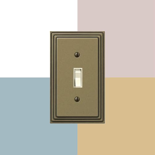 Amerelle Steps Double Toggle/Single Duplex Cast Metal Wallplate in Rustic Brass - color: Rustic Brass, size: 2 Toggle / 1 Duplex