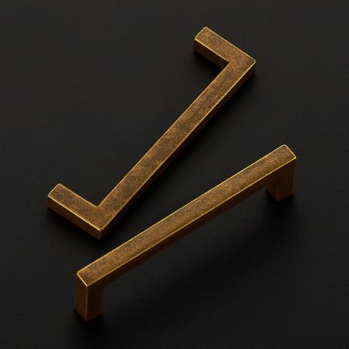 Ravinte Antique Brass Cabinet Handles Solid Cabinet Pulls 3-3/4 Inch 5 Pack | Zinc Alloy, Slim Square Bar Grip, Smooth Drawer Pull Feel, Kitchen Cabinet Update, For Cupboards, Dressers, Drawers, Hardware - color: Antique Brass, size: Flat Black 3-3/4'' Ho
