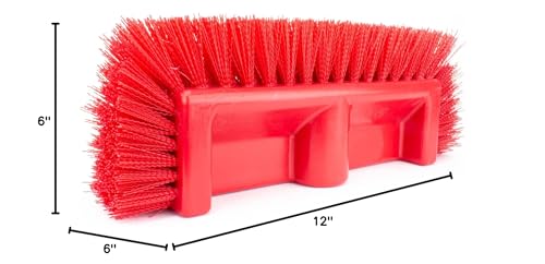 SPARTA Multi-Level Tile Scrub Brush 12" Wide Brush Head, Heavy-Duty Tile Cleaning Brush with End Bristles for Commercial Tiles, Tubs and Floor, Plastic, 12 Inches, Red - color: Red