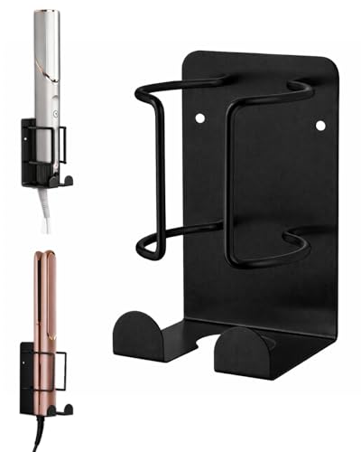 Curling Iron Holder, Hair Straightener Holder for Bathroom Storage, Flat Iron Holder Wall Mount Space Saving Hair Tool Organizer, Stainless Steel Flat Iron Holder Wall Mount, Black BANJEKT - color: Curling Iron Holder Black