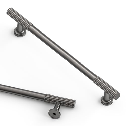 Asidrama 10 Pack 6.3 inch Brushed Black Nickel Kitchen Cabinet Handles - color: Brushed Black Nickel, size: 6.3" Hole Center