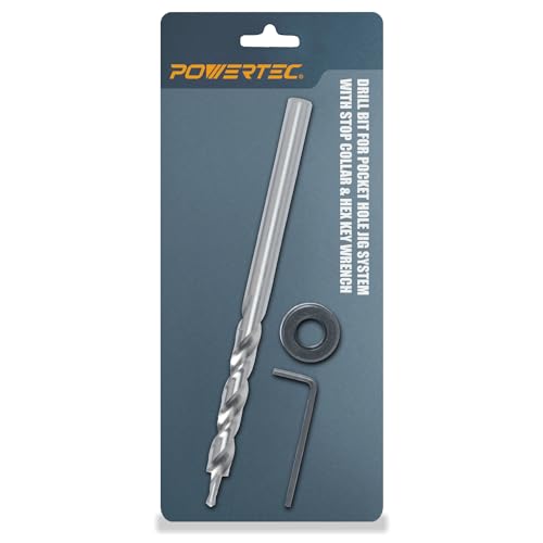 POWERTEC 3/8" Shank Pocket Hole Drill Bit with 6.5" Stop Collar for Pocket Hole Jig System for DIY Carpentry Projects and Easy to Use Joinery Pocket Screw Jig (71934) - style: 3/8" Step Drill Bit (3/8" Round Shank)