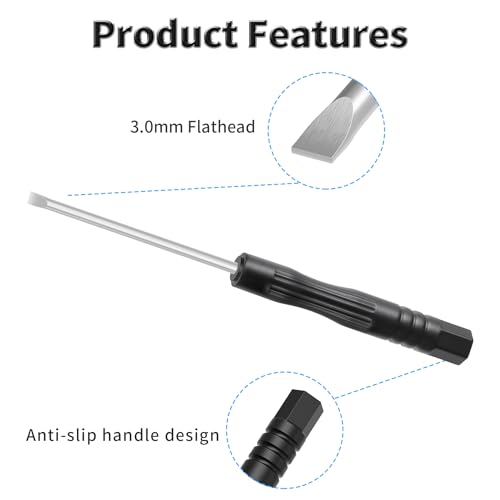 12 Pcs 3mm Slotted Precision Screwdriver, 2mm Magnetic Tip, 84mm - size: 3 Flathead1