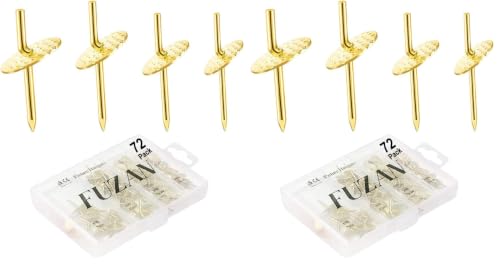 72 pcs Picture Hangers with 10-60lbs, 4 Different Size Picture Hangers, Iron Alloy Nail Hooks, Plaster Picture Hanging Kit on Wooden/Drywall Hanging Hardware for Clock, Mirror, Jewelry (Pack of 2) - size: 10-60LBS (Pack of 2)