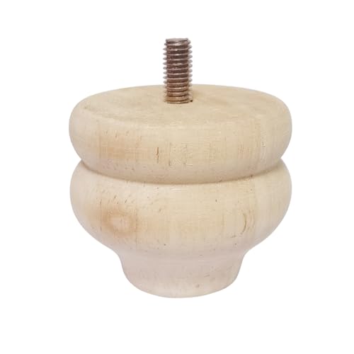 2 Inch Wooden Furniture Legs, Solid Wood Unpainted Replacement Furniture Legs, Cabinet Legs/Desk/Sofa/Bookcase Bun Feet, DIY Wooden Round Legs with Mounting Plate & Screws Set of 4 - size: 2 Inch B