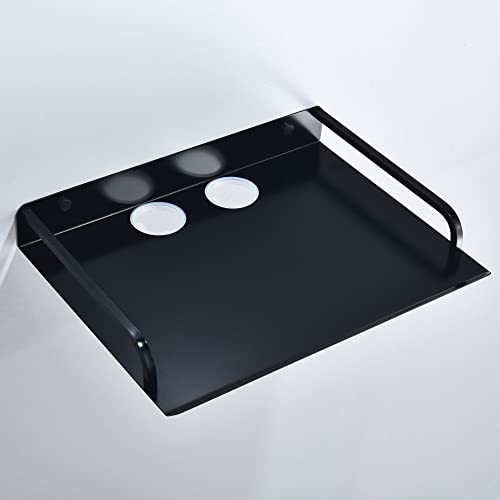 HNVNER Black Floating Media Shelf for Router Streaming TV Box, 12x10 Inch - color: 1 Layer-large-1pcs