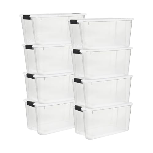 Sterilite Ultra Latch Box with Lids for Home and Office, 70 Quart, 8-Pack - size: 70 Quart