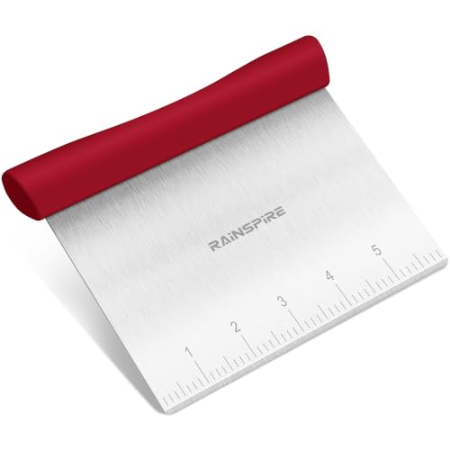 Multi-Purpose Stainless Steel Bench Scraper Dough Blender & Pastry Cutter - color: Red