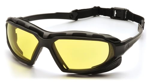 Pyramex Safety Highlander XP Eyewear, Frame/Indoor-Outdoor Mirror Anti-Fog Lens - color: Black-gray Frame/Amber Anti-fog Lens