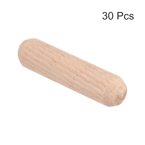 uxcell Wooden Dowel Pins 30pcs 10x40mm(0.39"x1.57") Fluted Beveled Ends Wood Dowel Pegs Dried Hardwood for Woodworking Furniture Shelf - size: 10x40mm(0.39"x1.57")