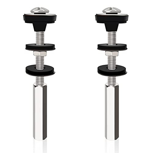 Universal Toilet Tank to Bowl Bolts Kit, Heavy Duty Toilet Bolts, Waterproof Stainless and Rubber Washers Gaskets with Extra Long Nut Screw for Fastening (Silver) (2, Long) - size: Long