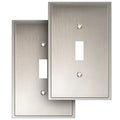 Henne Bery Soft Modern Decorative Wall Plate Switch Plate Outlet Cover (Single Toggle 2PK, Satin Nickel) - style: Single Toggle 2PK
