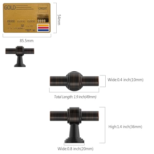 Amerdeco 10 Pack Oil Rubbed Bronze Cabinet Knobs 1.46 Inch(37mm) Single Hole Cabinet Handles Rectangle Drawer Knobs and Pulls for Bathroom Cabinets ZH0069 - color: Oil Rubbed Bronze, size: 1.46" Single Hole